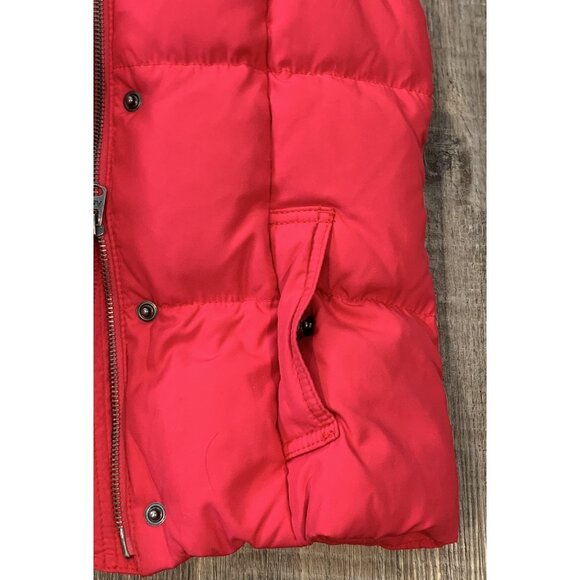 Abercrombie & Fitch Womens Pink Puffer Vest Sz XS Stand Collar Two -Way Zip Snap - Picture 8 of 13